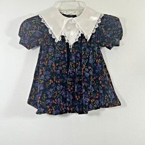 Vtg Sneak‎ Preview Dress Kids 2T Velvet Daisy Peter Pan Holiday Cottagecore
